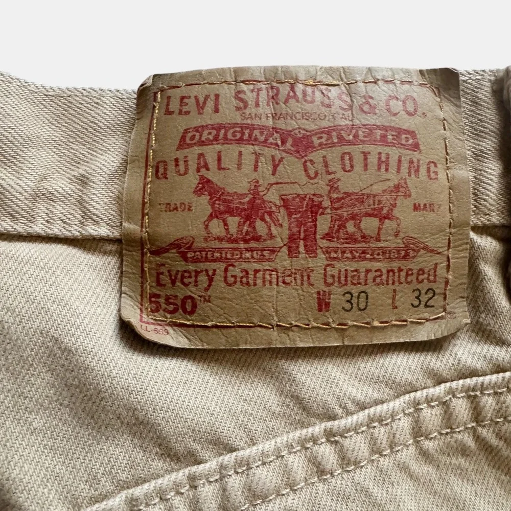Levi's VTG 90s 550 Relaxed Fit Tapered Leg Jeans USA Khaki Tan‎ Mens 30x32 Y2K